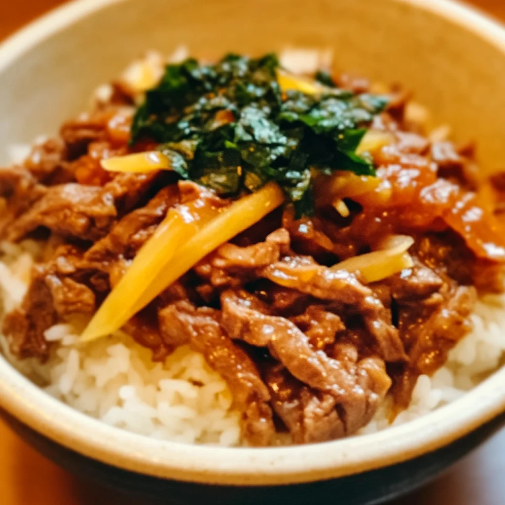 Delicious Beef Donburi with Shiso Garlic Soy Sauce Recipe
